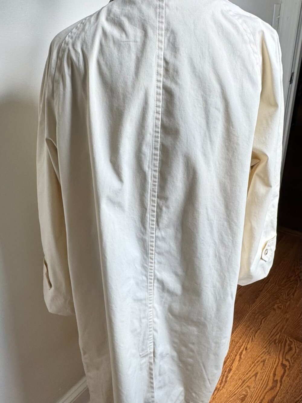 Vintage 60s 70s London Fog Maincoats Rain Coat 14 Petite Ivory Trench - Picture 8 of 14